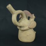 Pre Columbian Moche Ceramic Head Bottle Ceremonial Artifact - Imagen 5