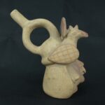 Pre Columbian Moche Ceramic Head Bottle Ceremonial Artifact - Imagen 6