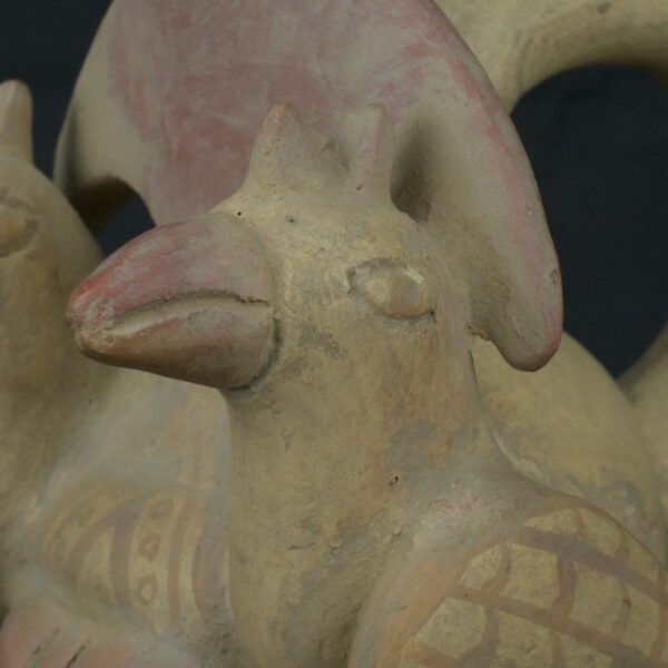 Pre Columbian Moche Ceramic Head Bottle Ceremonial Artifact - Imagen 13