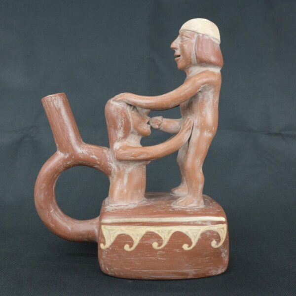 Pre Columbian Moche Ceramic Erotic Bottle Ritual Artifact - Imagen 5