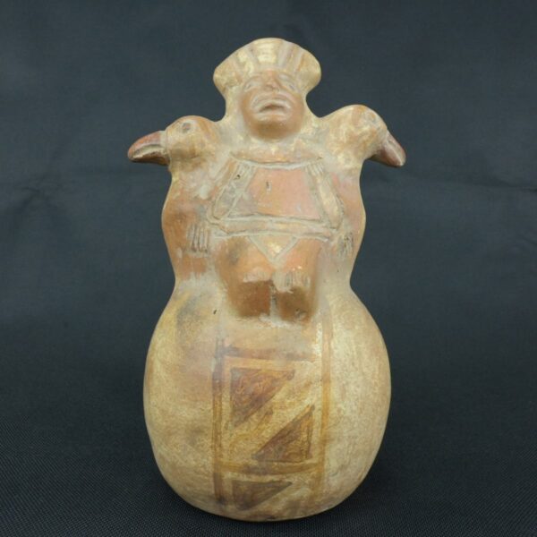 Pre Columbian Moche Ceramic Bottle Ritual Artifact Peru Collectible - Imagen 2