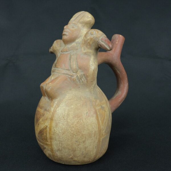 Pre Columbian Moche Ceramic Bottle Ritual Artifact Peru Collectible - Imagen 3