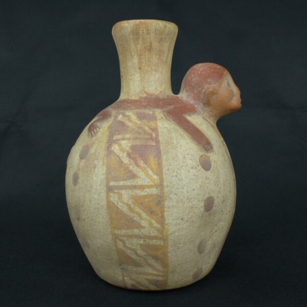 Pre Columbian Moche Ceramic Vessel Ritual Artifact with Monkey Design - Imagen 5