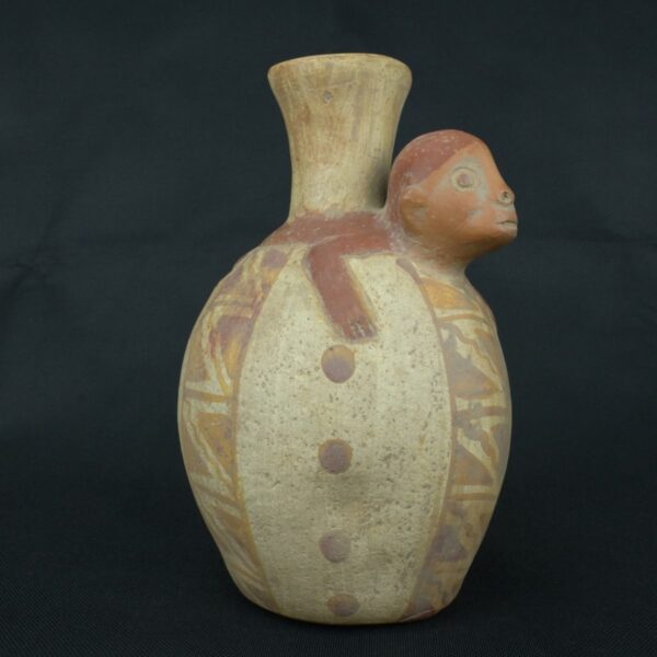 Pre Columbian Moche Ceramic Vessel Ritual Artifact with Monkey Design - Imagen 6