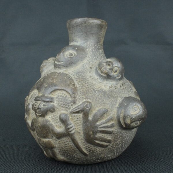 Pre Columbian Chimu Black Ceramic Ritual Vessel Ancient Artifact - Imagen 2