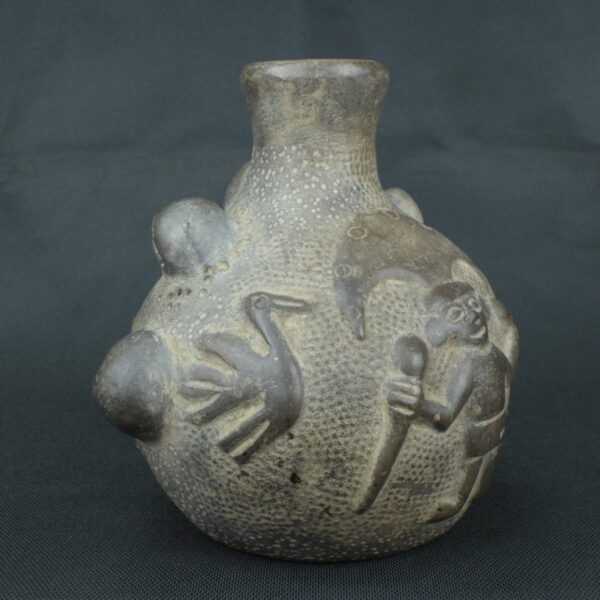 Pre Columbian Chimu Black Ceramic Ritual Vessel Ancient Artifact - Imagen 4
