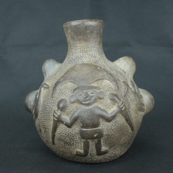 Pre Columbian Chimu Black Ceramic Ritual Vessel Ancient Artifact - Imagen 5