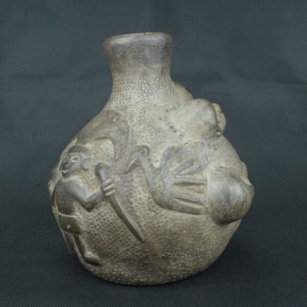 Pre Columbian Chimu Black Ceramic Ritual Vessel Ancient Artifact - Imagen 6