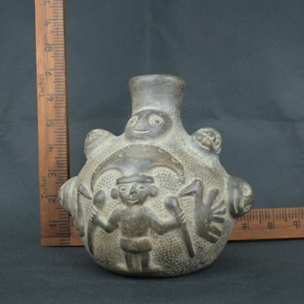 Pre Columbian Chimu Black Ceramic Ritual Vessel Ancient Artifact - Imagen 18
