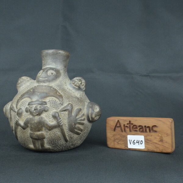 Pre Columbian Chimu Black Ceramic Ritual Vessel Ancient Artifact - Imagen 19