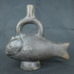 Pre Columbian Moche Ceramic Fish Vessel Ritual Artifact Peru