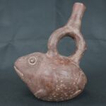 Pre Columbian Moche Ceramic Bottle Frog Ritual Artifact Peru