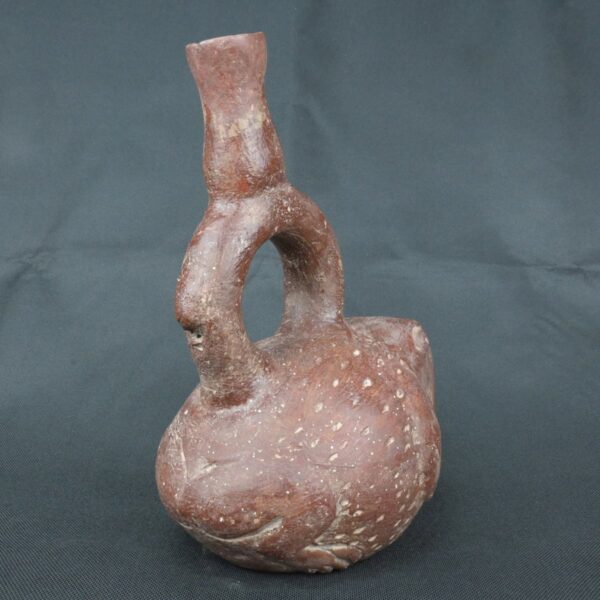 Pre Columbian Moche Ceramic Bottle Frog Ritual Artifact Peru - Imagen 4