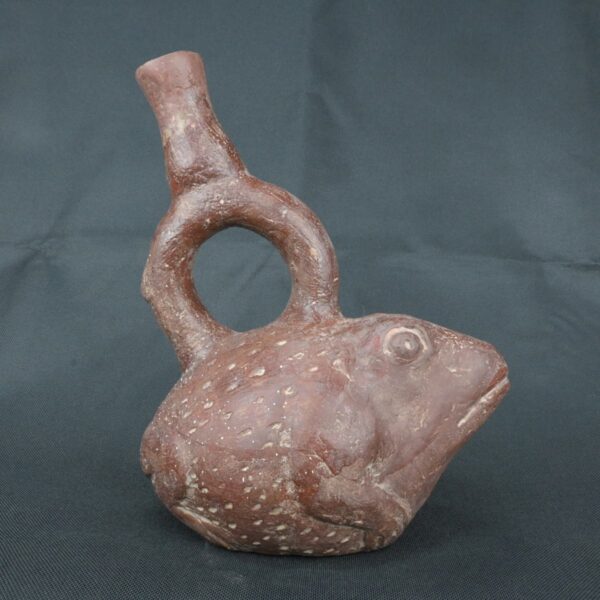 Pre Columbian Moche Ceramic Bottle Frog Ritual Artifact Peru - Imagen 5