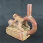 Pre Columbian Moche Ceramic Erotic Bottle Ritual Artifact Peru Collectible - Imagen 2