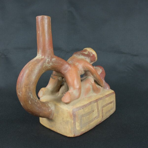 Pre Columbian Moche Ceramic Erotic Bottle Ritual Artifact Peru Collectible - Imagen 4