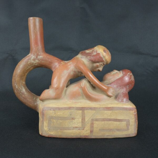 Pre Columbian Moche Ceramic Erotic Bottle Ritual Artifact Peru Collectible - Imagen 5