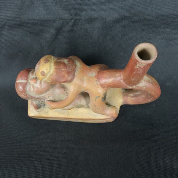 Pre Columbian Moche Ceramic Erotic Bottle Ritual Artifact Peru Collectible - Imagen 9