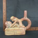Pre Columbian Moche Ceramic Erotic Bottle Ritual Artifact Peru Collectible - Imagen 18