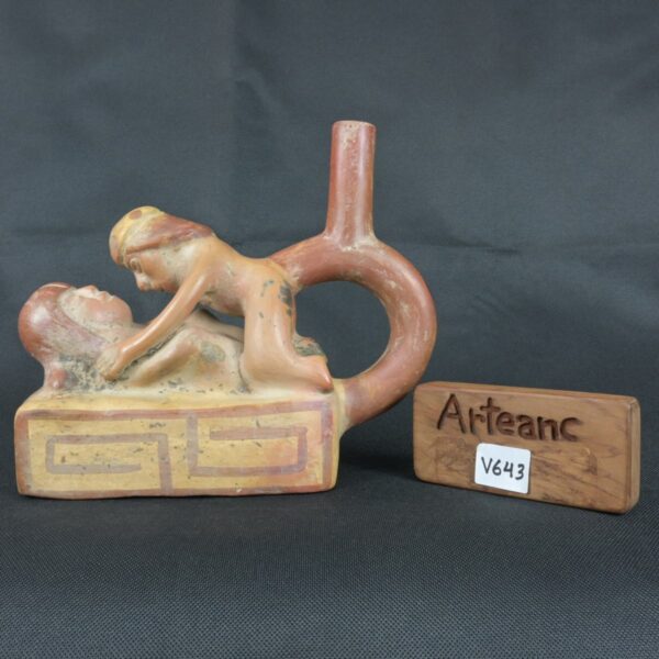 Pre Columbian Moche Ceramic Erotic Bottle Ritual Artifact Peru Collectible - Imagen 19