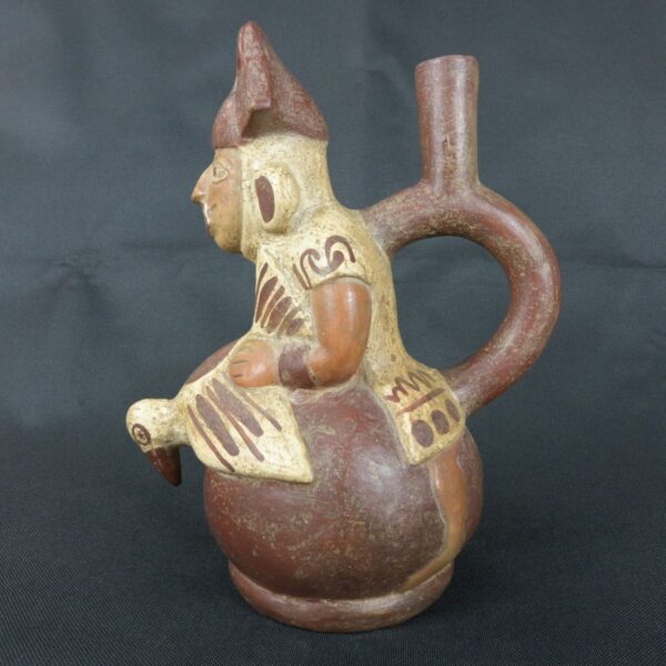 Pre Columbian Moche Ceramic Vessel Ritual Artifact Peru Collectible - Imagen 2