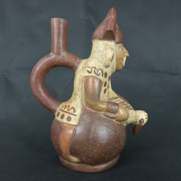Pre Columbian Moche Ceramic Vessel Ritual Artifact Peru Collectible - Imagen 6