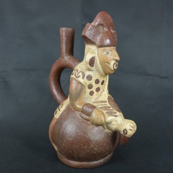 Pre Columbian Moche Ceramic Vessel Ritual Artifact Peru Collectible - Imagen 7