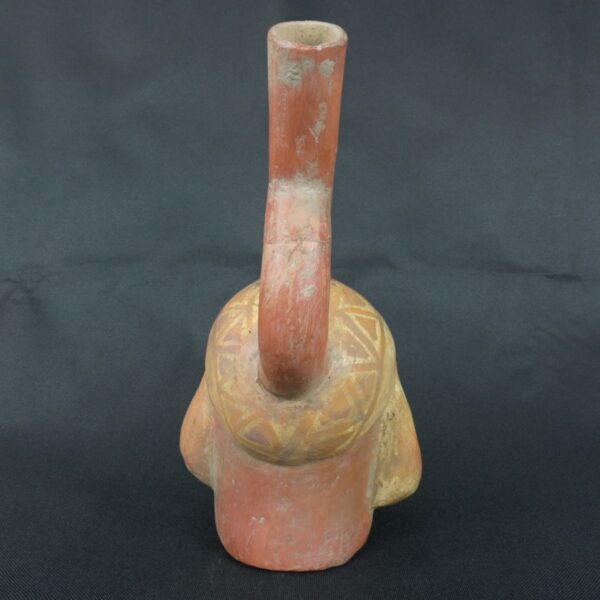 Pre Columbian Moche Ceramic Head Bottle Ritual Artifact Peru Collectible - Imagen 4