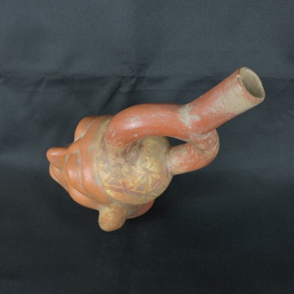 Pre Columbian Moche Ceramic Head Bottle Ritual Artifact Peru Collectible - Imagen 9