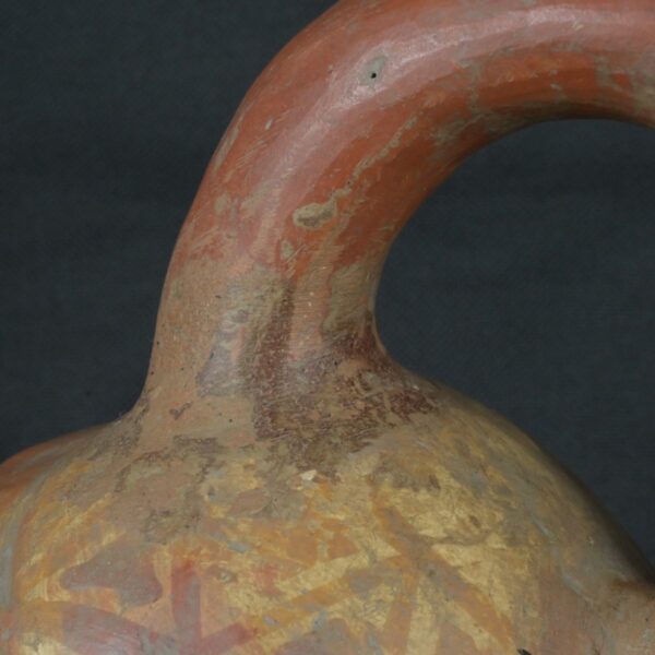 Pre Columbian Moche Ceramic Head Bottle Ritual Artifact Peru Collectible - Imagen 15
