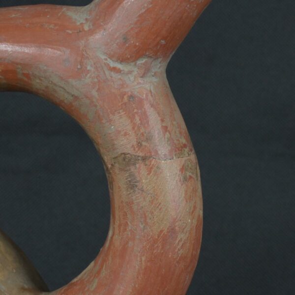 Pre Columbian Moche Ceramic Head Bottle Ritual Artifact Peru Collectible - Imagen 16