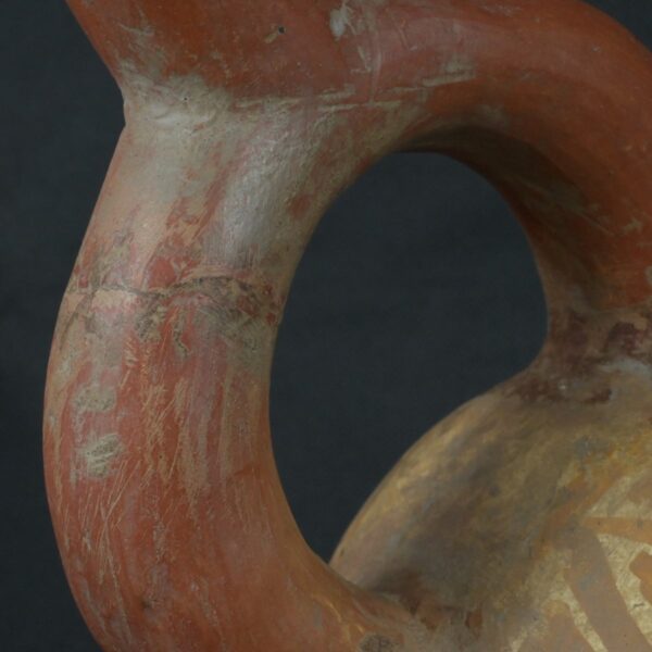 Pre Columbian Moche Ceramic Head Bottle Ritual Artifact Peru Collectible - Imagen 17