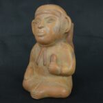 Pre Columbian Moche Ceramic Bottle Sitting Figure Ritual Artifact