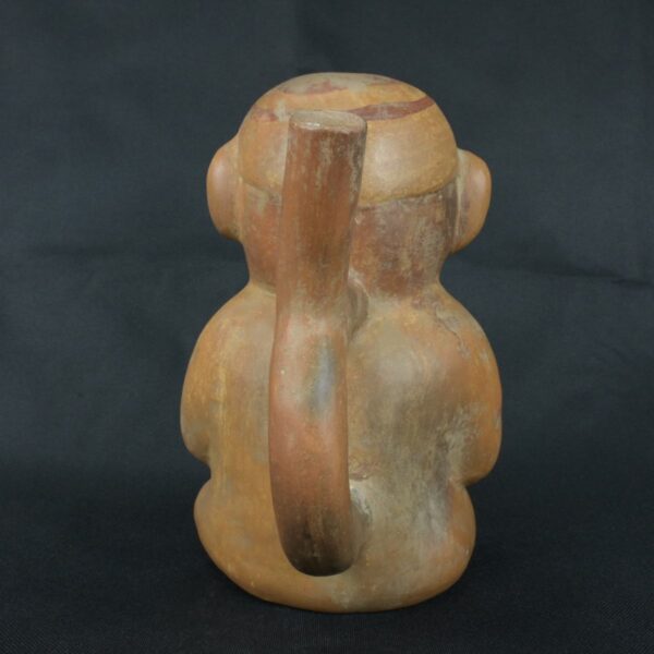 Pre Columbian Moche Ceramic Bottle Sitting Figure Ritual Artifact - Imagen 4