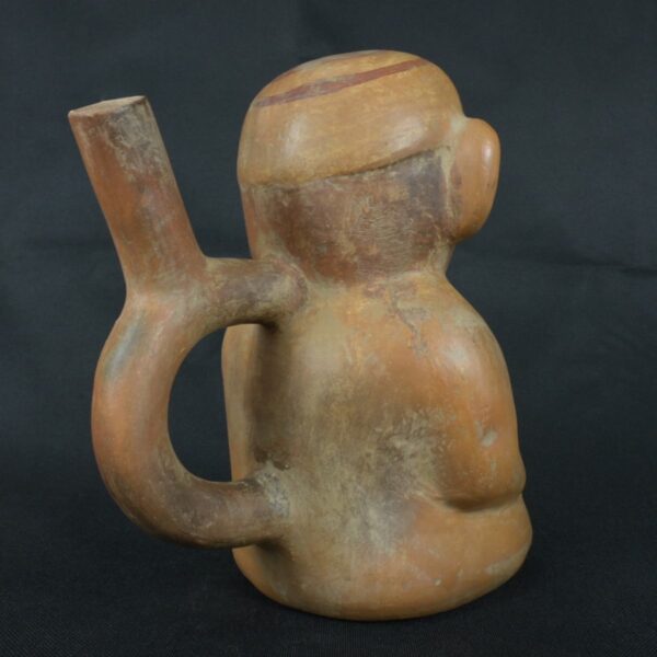 Pre Columbian Moche Ceramic Bottle Sitting Figure Ritual Artifact - Imagen 5