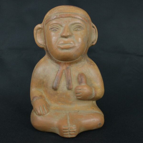 Pre Columbian Moche Ceramic Bottle Sitting Figure Ritual Artifact - Imagen 8
