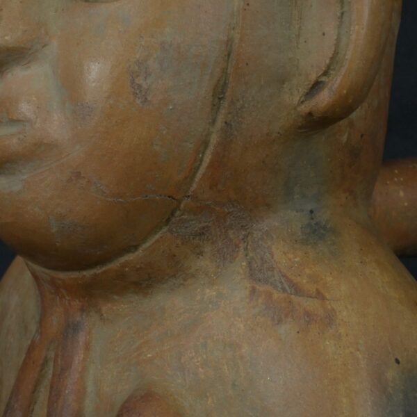 Pre Columbian Moche Ceramic Bottle Sitting Figure Ritual Artifact - Imagen 14