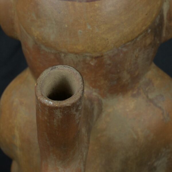 Pre Columbian Moche Ceramic Bottle Sitting Figure Ritual Artifact - Imagen 19