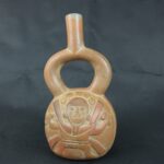 Pre Columbian Moche Ceramic Bottle Ritual Artifact Andean Collectible