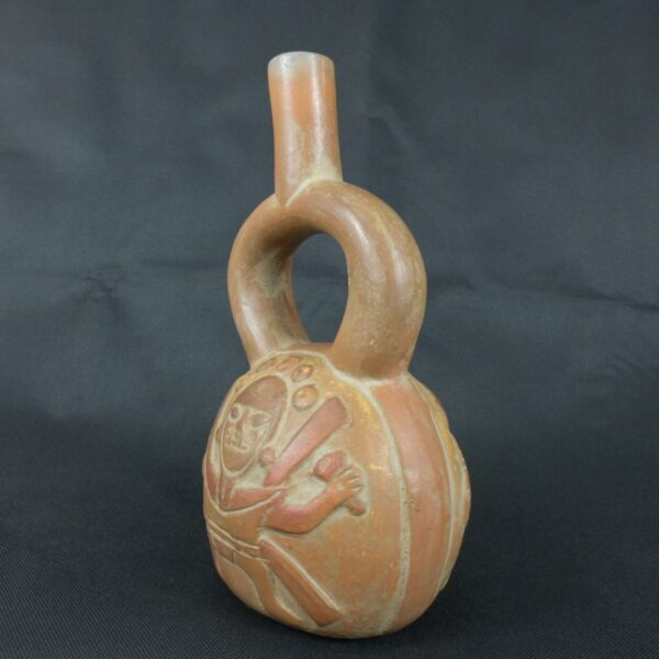 Pre Columbian Moche Ceramic Bottle Ritual Artifact Andean Collectible - Imagen 2