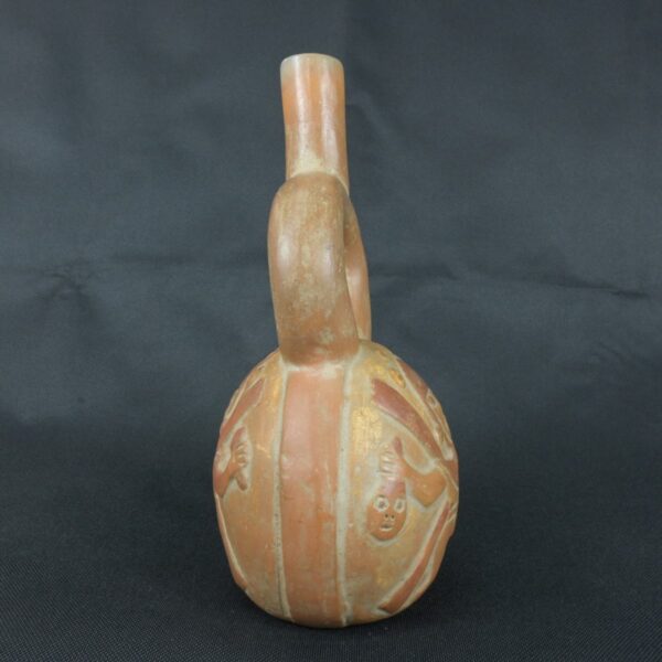 Pre Columbian Moche Ceramic Bottle Ritual Artifact Andean Collectible - Imagen 3
