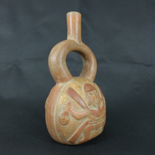 Pre Columbian Moche Ceramic Bottle Ritual Artifact Andean Collectible - Imagen 4