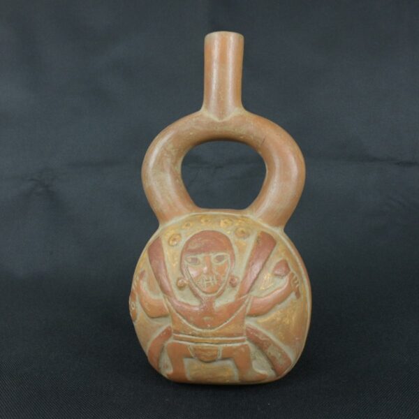 Pre Columbian Moche Ceramic Bottle Ritual Artifact Andean Collectible - Imagen 5