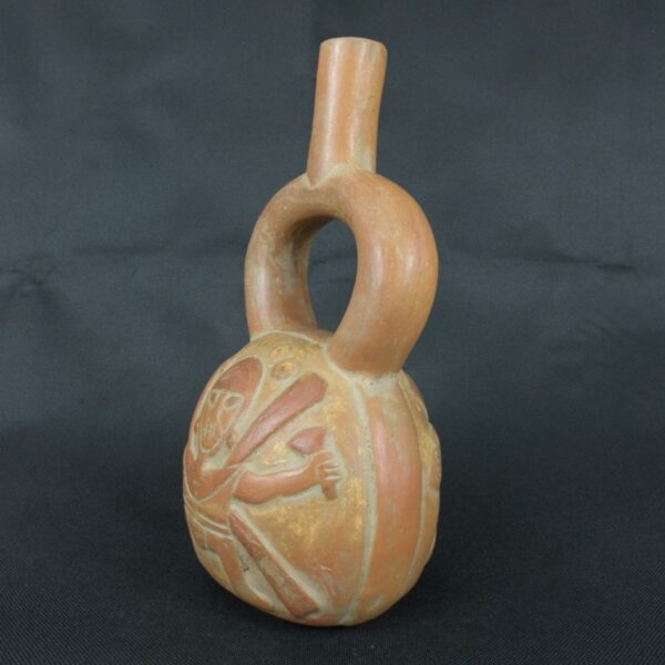 Pre Columbian Moche Ceramic Bottle Ritual Artifact Andean Collectible - Imagen 6