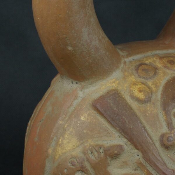Pre Columbian Moche Ceramic Bottle Ritual Artifact Andean Collectible - Imagen 12