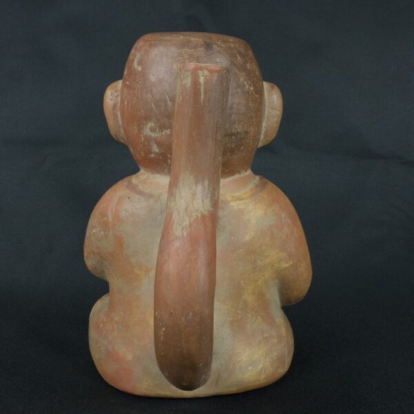 Pre Columbian Moche Ceramic Seated Figure Ritual Vessel - Imagen 4