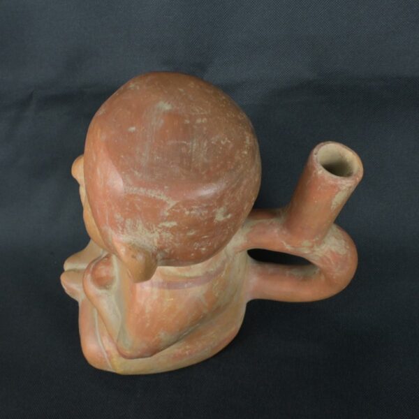 Pre Columbian Moche Ceramic Seated Figure Ritual Vessel - Imagen 9