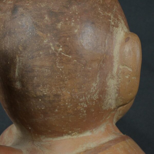 Pre Columbian Moche Ceramic Seated Figure Ritual Vessel - Imagen 17