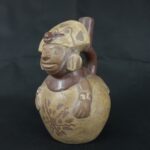 Pre Columbian Moche Ceramic Bottle Ritual Artifact Peru Collectible