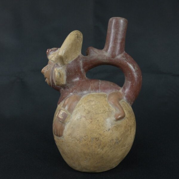 Pre Columbian Moche Ceramic Bottle Ritual Artifact Peru Collectible - Imagen 2